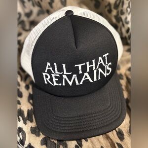 ALL THAT REMAINS Black and white mesh trucker snap back hat OSFA
